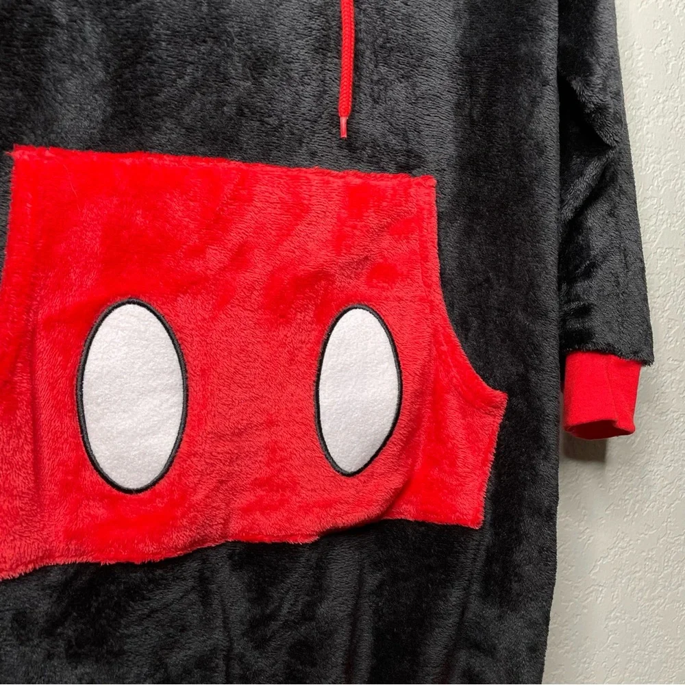 NWT Disney Women's Mickey Mouse Sleep Lounger Black and Red Fleece Hoodie - Picture 8 of 15